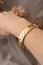 Load image into Gallery viewer, 9ct Gold Lined Oval Hinged Engraved Georg Jensen Bangle, Delross Design Jeweller, Brisbane Jeweller, Chermside Jeweller, Custom Jewellery