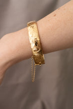 Load image into Gallery viewer, 9ct Gold Lined Oval Hinged Engraved Georg Jensen Bangle, Delross Design Jeweller, Brisbane Jeweller, Chermside Jeweller, Custom Jewellery