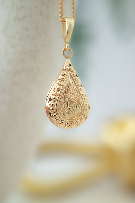 9ct Gold Pear Locket Pendant, Delross Design Jewellers, Chermside West Jewellers, Brisbane Custom Jewellers