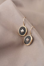 Load image into Gallery viewer, 9ct Gold Onyx & Diamond Hook Earrings, Delross Design Jeweller, Brisbane Jeweller, Chermside Jeweller, Custom Jewellery