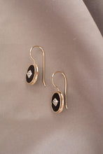 Load image into Gallery viewer, 9ct Gold Onyx & Diamond Hook Earrings, Delross Design Jeweller, Brisbane Jeweller, Chermside Jeweller, Custom Jewellery