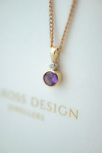 9ct Gold Amethyst & Diamond Pendant, Delross Design Jewellers, Chermside West Jewellers, Brisbane Custom Jewellers