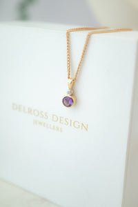 9ct Gold Amethyst & Diamond Pendant, Delross Design Jewellers, Chermside West Jewellers, Brisbane Custom Jewellers