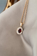Load image into Gallery viewer, 9ct Gold Pyrope Garnet & Diamond Pendant,  Delross Design Jeweller, Brisbane Jeweller, Chermside Jeweller, Custom Jewellery