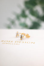 Load image into Gallery viewer, Vintage 9ct Yellow & White Gold Spinel Stud Earrings,  Delross Design Jewellers, Brisbane Jewellers, Custom Brisbane Jewellers, Brisbane Jewellery Repairs, Chermside West Jewellers