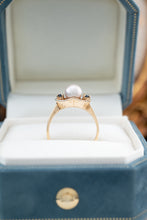 Load image into Gallery viewer, 9ct Vintage Gold Akoya Pearl & Sapphire Ring,  Delross Design Jewellers, Brisbane Jewellers, Custom Brisbane Jewellers, Brisbane Jewellery Repairs, Chermside West Jewellers