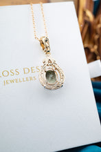 Load image into Gallery viewer, 9ct Yellow & White Gold Tourmaline & Diamond Enhancer Pendant,  Delross Design Jewellers, Brisbane Jewellers, Custom Brisbane Jewellers, Brisbane Jewellery Repairs, Chermside West Jewellers