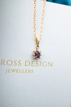 Load image into Gallery viewer, Vintage 9ct Yellow Gold Ruby & Diamond 0.12ct TDW Pendant, Delross Design Jewellers, Brisbane Jewellers, Custom Brisbane Jewellers, Brisbane Jewellery Repairs, Chermside West Jewellers