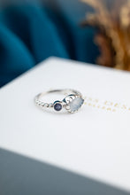 Load image into Gallery viewer, 925 Sterling Silver Moonstone & Tanzanite Ring, Delross Design Jewellers, Brisbane Jewellers, Custom Brisbane Jewellers, Brisbane Jewellery Repairs, Chermside West Jewellers