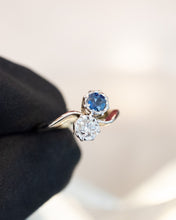 Load image into Gallery viewer, Antique 18ct & Platinum Old Cut Diamond & Sapphire Toi et Moi Ring