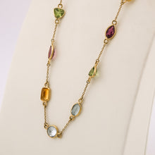 Load image into Gallery viewer, 9ct Gemstone Satellite Tourmaline, Citrine, Peridot & Topaz Necklace
