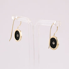 Load image into Gallery viewer, 9ct Gold Onyx & Diamond Hook Earrings, Delross Design Jeweller, Brisbane Jeweller, Chermside Jeweller, Custom Jewellery