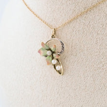 Load image into Gallery viewer, Art Nouveau Antique Diamond, Pearl, Delross Design Jeweller, Brisbane Jeweller, Chermside Jeweller, Custom Jewellery and Gold Floral Pendant
