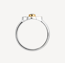 Load image into Gallery viewer, Sterling Silver & 14ct Yellow Gold Plated Cubic Zirconia Flower Ring