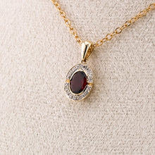 Load image into Gallery viewer, 9ct Gold Pyrope Garnet & Diamond Pendant,  Delross Design Jeweller, Brisbane Jeweller, Chermside Jeweller, Custom Jewellery