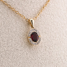 Load image into Gallery viewer, 9ct Gold Pyrope Garnet & Diamond Pendant,  Delross Design Jeweller, Brisbane Jeweller, Chermside Jeweller, Custom Jewellery