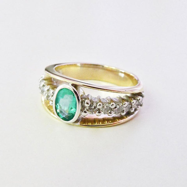 Remodelled Natural Emerald & Diamond Ring