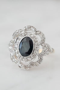 18ct Antique 1.80ct Sapphire & Old European Cut Diamonds