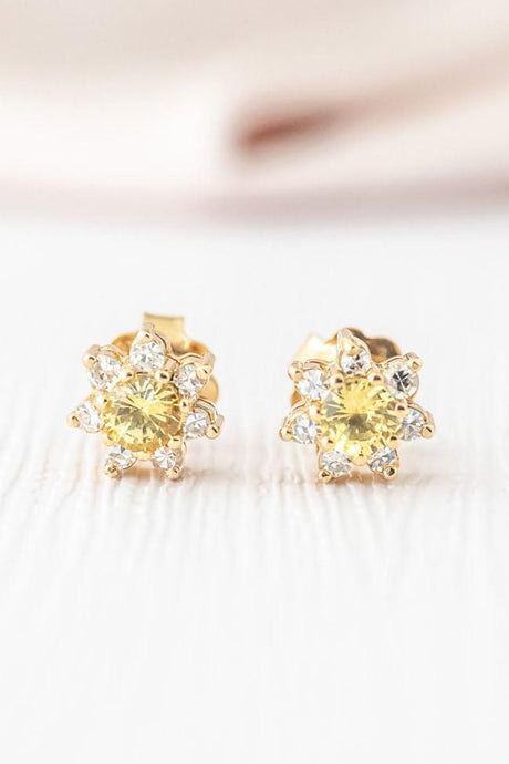18ct gold yellow sapphire and diamond studs at Delross Design Jewellers