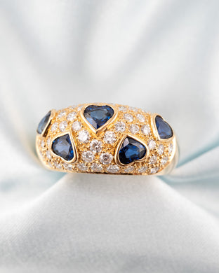 18ct yellow gold sapphire and diamond ring heart shape sapphire Delross Design Jewellers Brisbane Jeweller Bespoke Jewellery