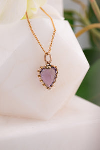 9ct Gold Vintage Amethyst Heart Pendant/Charm