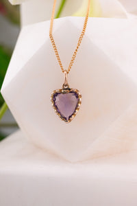 9ct Gold Vintage Amethyst Heart Pendant/Charm