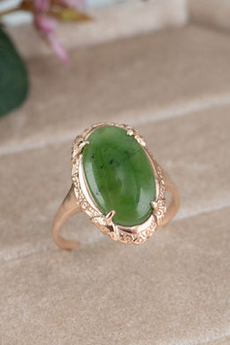 9ct Rose Gold Vintage Jade Ring Delross Design Jewellers