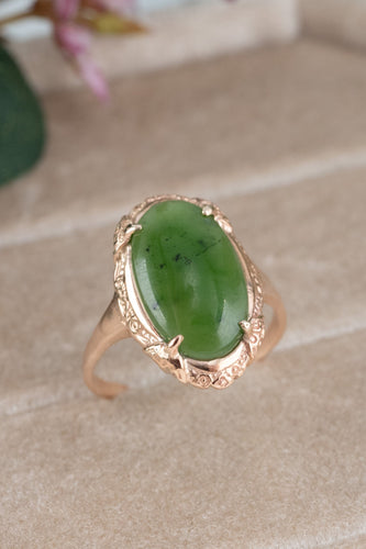 9ct Rose Gold Vintage Jade Ring Delross Design Jewellers