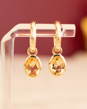 Load image into Gallery viewer, 9ct Yellow Gold Natural Citrine Huggie Earrings