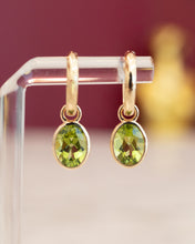 Load image into Gallery viewer, 9ct Yellow Gold Natural Peridot Huggie Earrings