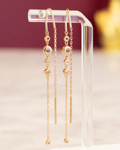 Load image into Gallery viewer, 9ct Yellow Gold Topaz &amp; Sapphire Thread Earrings