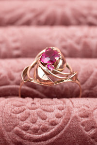 9ct Yellow Gold Vintage Red Paste Ring Delross Design Jewellers
