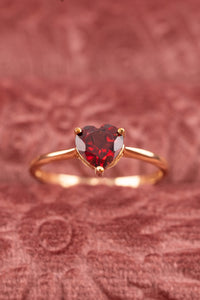 9ct gold heart shaped almandine garnet solitaire ring Delross Design Jewellers 