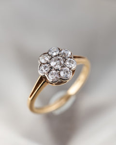 Antique Daisy Ring Old European Cut Diamonds Flower Ring Delross Design Jewellers 18ct Gold