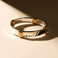 Load image into Gallery viewer, Sterling Silver Beaten Textured Tube Coil Bangle