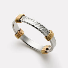 Load image into Gallery viewer, Sterling Silver Beaten Textured Tube Coil Bangle