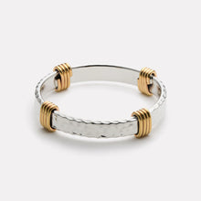 Load image into Gallery viewer, Sterling Silver Beaten Textured Tube Coil Bangle
