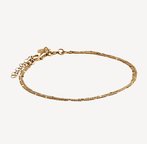 14ct Yellow Gold Plated Double Strand Curb & Mirror Link Bracelet