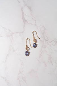 14ct Gold Tanzanite Diamond Drop Earrings