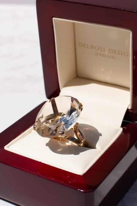 Delross Design Jeweller, Brisbane Jeweller, Chermside Jeweller, Custom Jewellery, Yellow Gold, Smokey Quartz, Ring