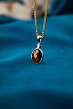Load image into Gallery viewer, 9ct Gold Tigers Eye &amp; Diamond Pendant,Delross Design Jeweller, Brisbane Jeweller, Chermside Jeweller, Custom Jewellery