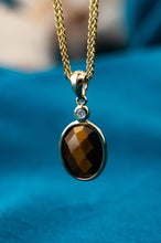 Load image into Gallery viewer, 9ct Gold Tigers Eye &amp; Diamond Pendant,Delross Design Jeweller, Brisbane Jeweller, Chermside Jeweller, Custom Jewellery