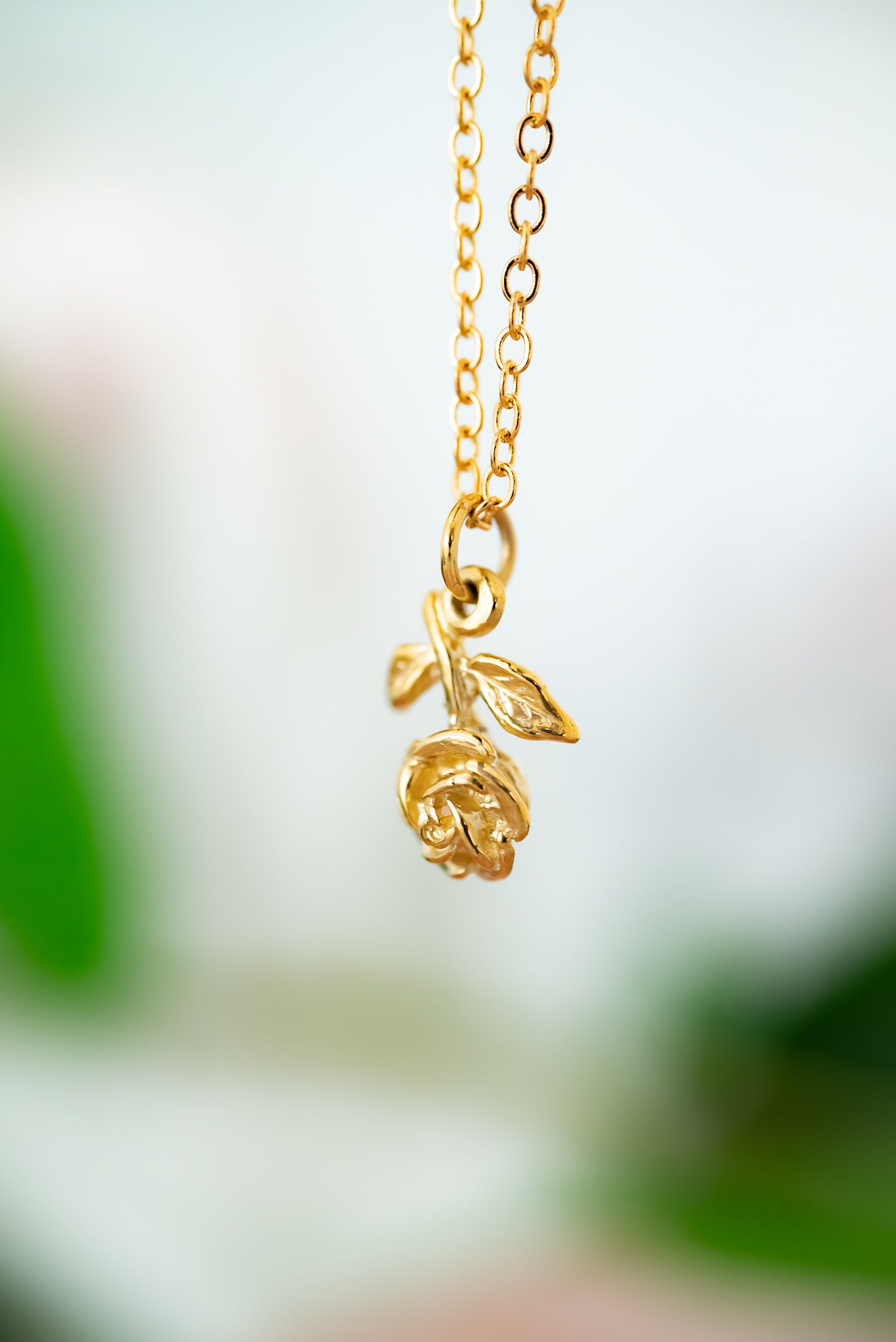 9ct Gold Solid Rose Pendant Charm - Main Image
