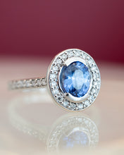 Load image into Gallery viewer, 18ct White Gold Sapphire &amp; Diamond Ring