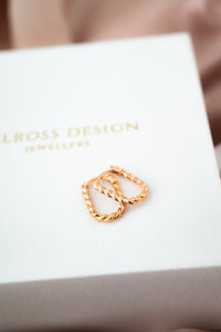 9ct Rose Gold Twist Huggie Earrings, Delross Design Jeweller, Brisbane Jeweller, Chermside Jeweller, Custom Jewellery 