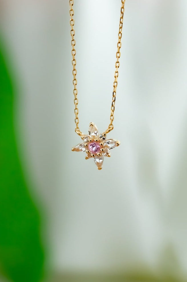 14ct Gold White & Pink Sapphire Necklace,  Delross Design Jeweller, Brisbane Jeweller, Chermside Jeweller, Custom Jewellery