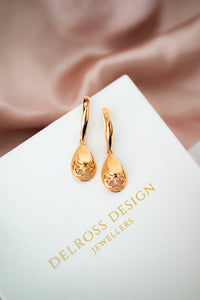 14ct Rose Gold Filigree Drop Earrings, Delross Design Jeweller, Brisbane Jeweller, Chermside Jeweller, Custom Jewellery