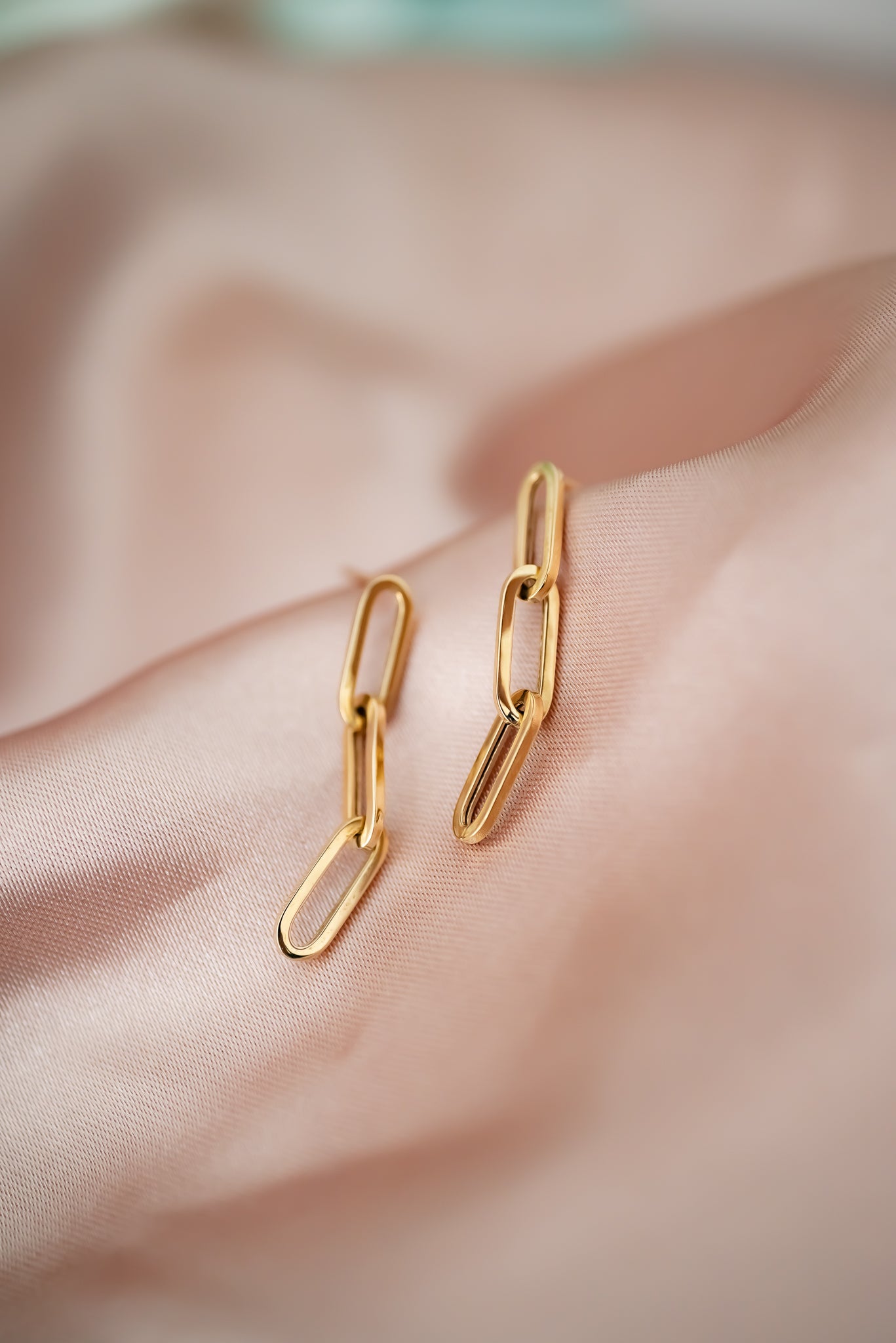 9ct Gold Link Drop Stud Earrings, Delross Design Jeweller, Brisbane Jeweller, Chermside Jeweller, Custom Jewellery