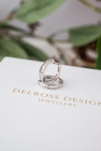 9ct White Gold Baguette Diamond Huggie Earrings, Delross Design Jeweller, Brisbane Jeweller, Chermside Jeweller, Custom Jewellery