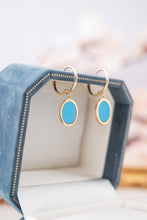 Load image into Gallery viewer, 9ct Gold Turquoise Drop Huggie Earring, Delross Design Jeweller, Brisbane Jeweller, Chermside Jeweller, Custom Jewellery